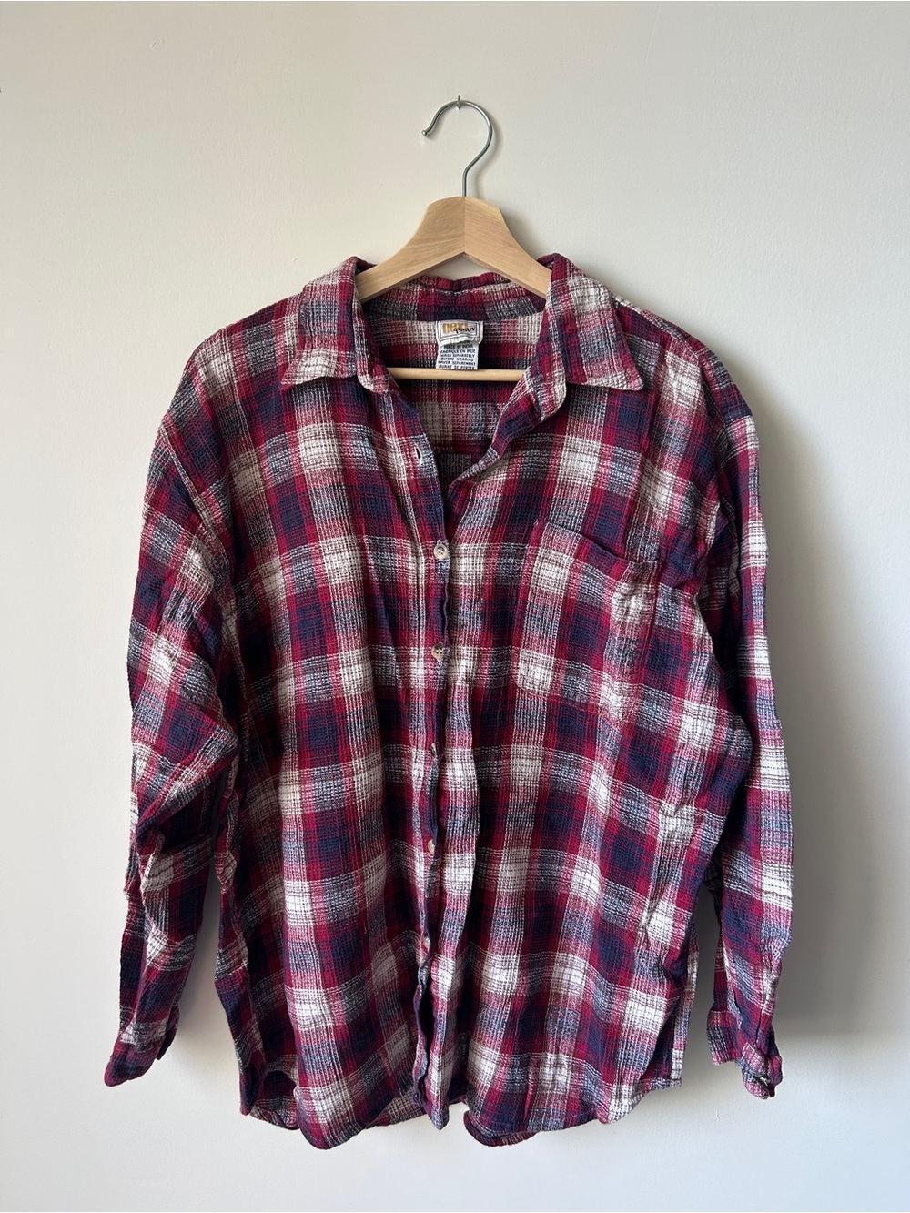 NDI Red and White Plaid Casual Button-Down Shirt
